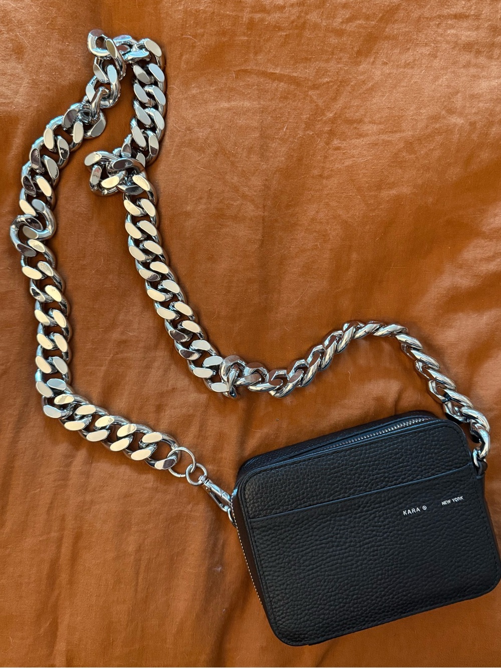 KARA Universal XL Chain Camera Bag - Black Pebbled Leather